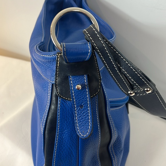 Giordano Blue and Black Leather Shoulder Bag Purse - Picture 17 of 17